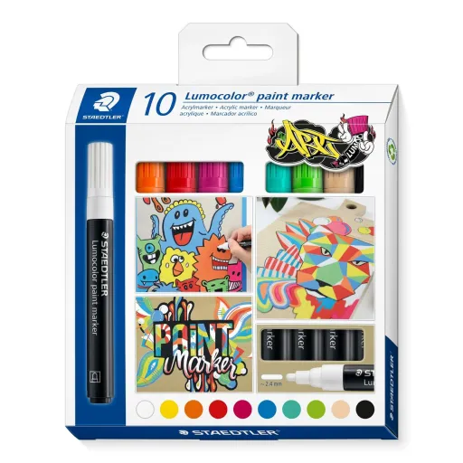 Conjunto de Canetas de Feltro Staedtler Lumocolor 349 10 Peças Multicolor