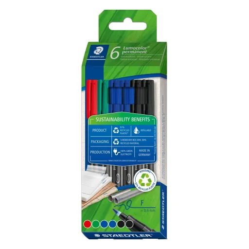 Conjunto de Canetas de Feltro Staedtler Lumocolor Permanent 6 Peças Multicolor 0,6 mm