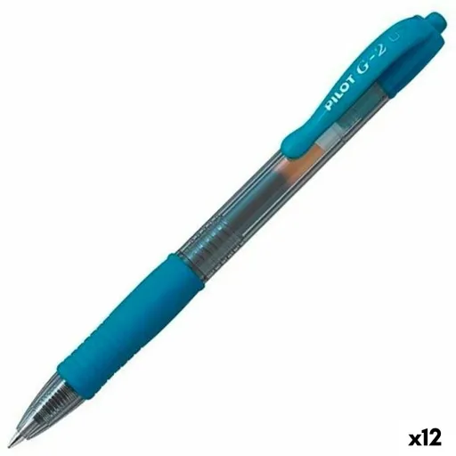 Esferográfica de Gel Pilot G-2 Azul Turquesa 0,4 mm (12 Unidades)