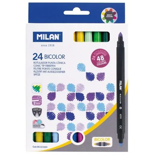 Conjunto de Canetas de Feltro Milan Duas Cores 24 Peças Multicolor