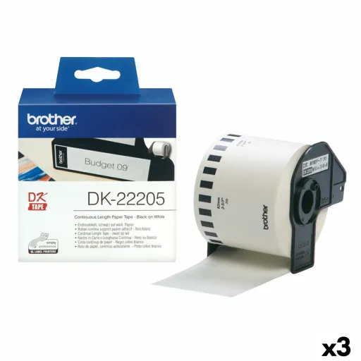 Rolo de Papel Contínuo Brother DK-22205 Preto/Branco (3 Unidades)