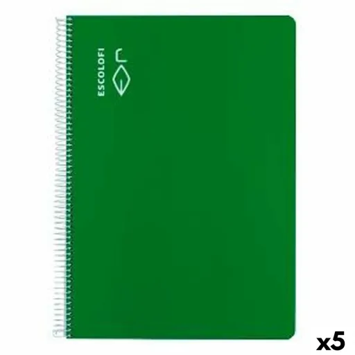 Caderno ESCOLOFI Verde A4 Din A4 40 Folhas (5 Unidades)