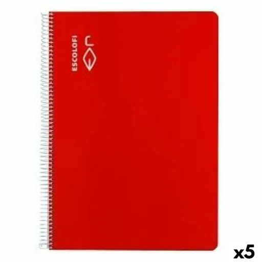 Caderno ESCOLOFI Din A4 50 Folhas 8 mm Vermelho (5 Unidades)