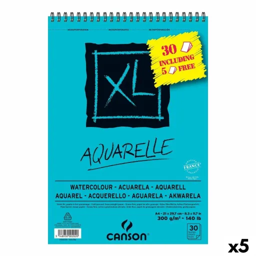 Bloco de Desenho Canson AQUARELLE XL 21 x 29,7 cm 5 Unidades 30 Folhas 300 g/m² 210 x 297 mm