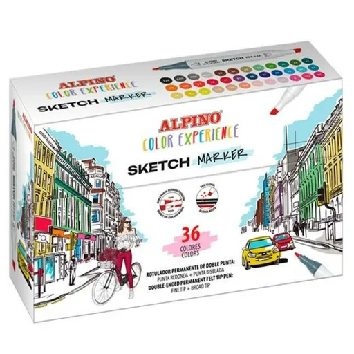 Conjunto de Canetas de Feltro Alpino Sketch Marker Ponta Dupla Multicolor (4 Unidades)