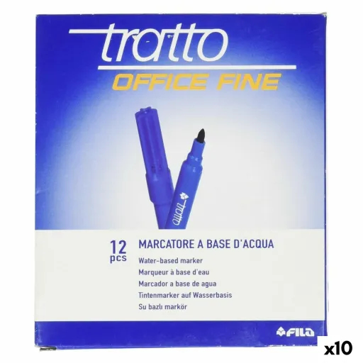 Conjunto de Canetas de Feltro Tratto Office Fine Azul (10 Unidades)