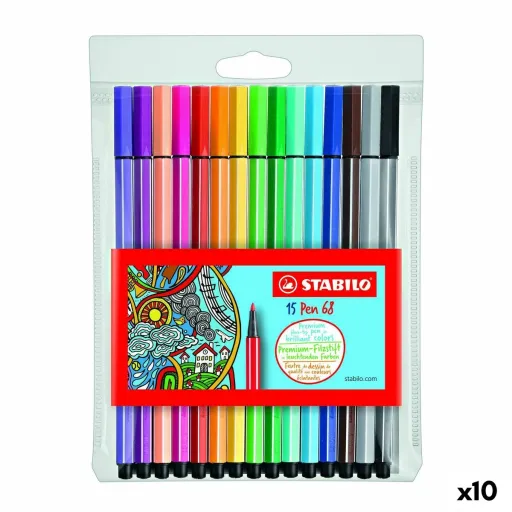 Conjunto de Canetas de Feltro Stabilo Pen 68 Multicolor (10 Unidades)