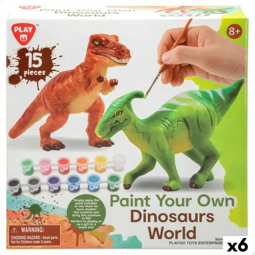 Conjunto 2 Dinossauros PlayGo 15 Peças 6 Unidades 14,5 x 9,5 x 5 cm Dinossauros Para Pintar