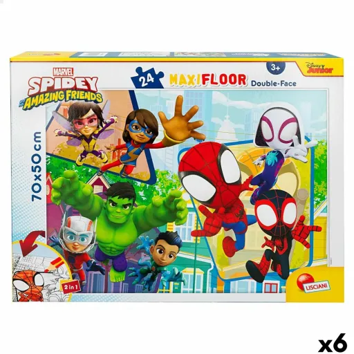 Puzzle Infantil Spidey Dupla Face 24 Peças 70 x 1,5 x 50 cm (6 Unidades)