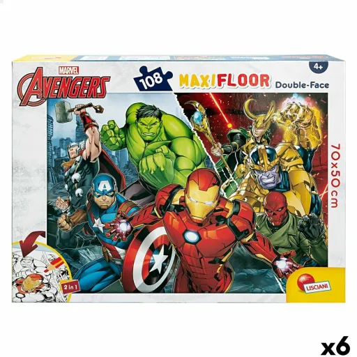 Puzzle Infantil The Avengers Dupla Face 108 Peças 70 x 1,5 x 50 cm (6 Unidades)