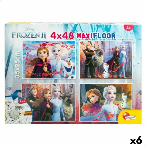 Puzzle Infantil Frozen Dupla Face 4 em 1 48 Peças 35 x 1,5 x 25 cm (6 Unidades)