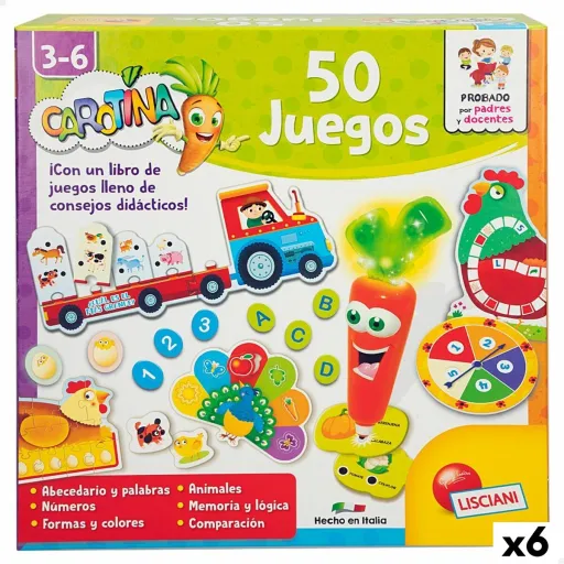 Jogo Educativo Lisciani Carotina Baby 50 Juegos Eletrónico 4,5 x 14,5 x 3,5 cm (6 Unidades)