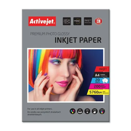 Papel Fotográfico Brilhante Activejet AP4-200G20 A4 20 Folhas 21 x 29,7 cm