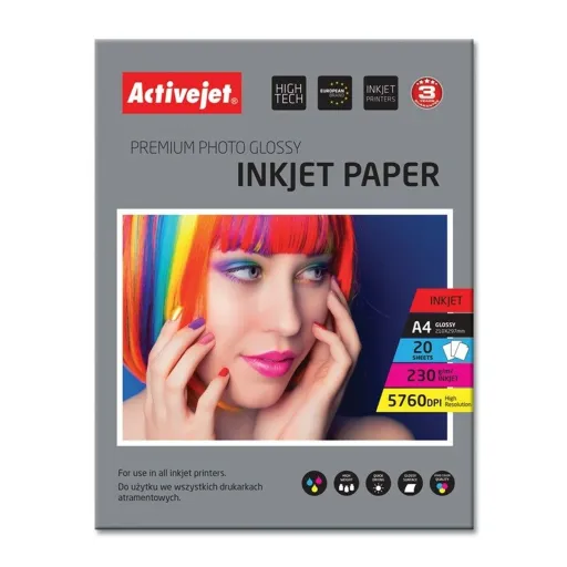 Papel Fotográfico Brilhante Activejet AP4-230G20 A4 20 Folhas 21 x 29,7 cm