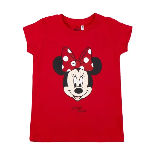 Camisola de Manga Curta Infantil Minnie Mouse Vermelho