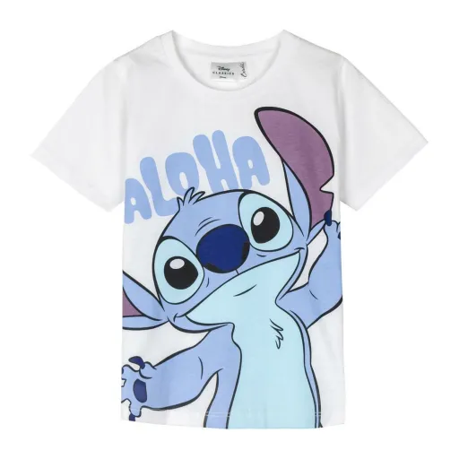 Camisola de Manga Curta Infantil Stitch Branco