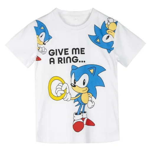 Camisola de Manga Curta Infantil Sonic Branco