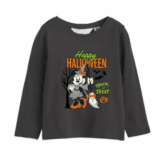 Shirt Infantil Minnie Mouse Halloween Cinzento Escuro