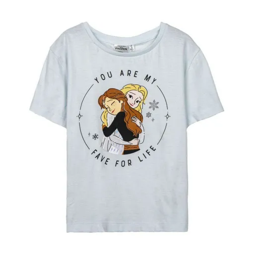 Camisola de Manga Curta Infantil Frozen Azul Claro