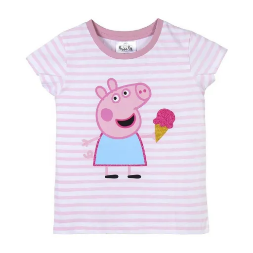 Camisola de Manga Curta Infantil Peppa Pig Cor de Rosa