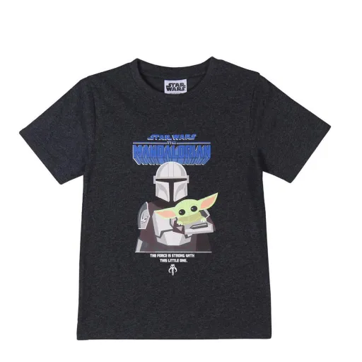 Camisola de Manga Curta Infantil The Mandalorian Preto