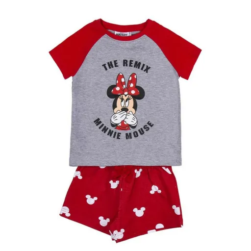 Pijama de Verão Minnie Mouse Vermelho Cinzento