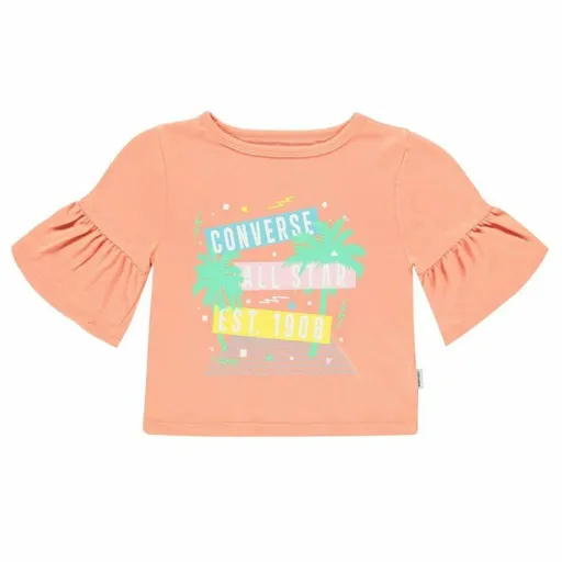 Camisola de Manga Curta Infantil Converse  Ruffle  Salmão