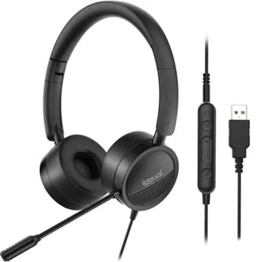 Auriculares com Microfone Iggual Iggual Preto