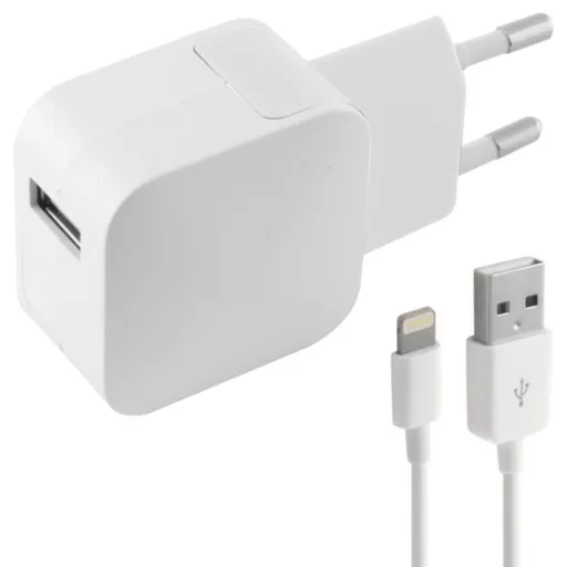 Carregador de Parede +Cabo Lightning MFI KSIX Apple-Compatible 2.4A USB IPhone