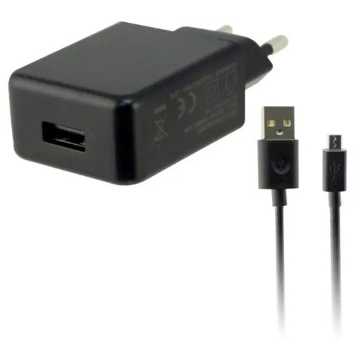 Carregador de Parede + Cabo Micro USB KSIX USB 2A Preto