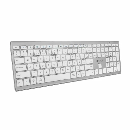 Teclado Bluetooth Subblim Pure Extended Prateado Qwerty Espanhol Preto