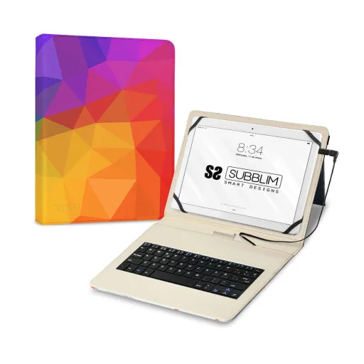 Teclado Bluetooth com Suporte para Táblete Subblim SUBKT1-USB053 Qwerty Espanhol Multicolor Espanhol