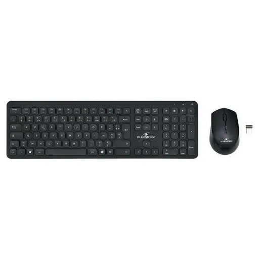 Teclado e Rato Bluestork Easy Slim AZERTY Preto Francês