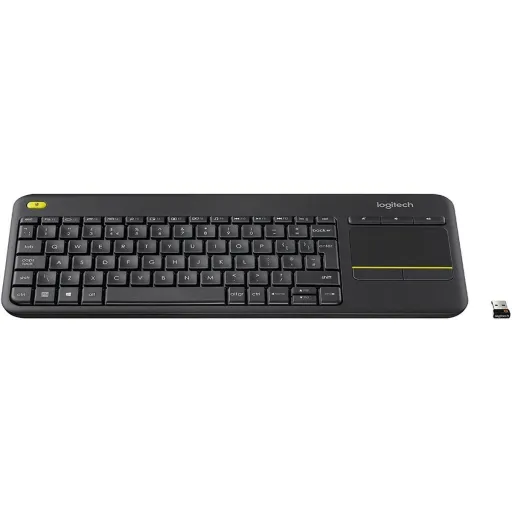 Teclado Logitech K400 Plus Preto Sem Fios Bluetooth Touchpad AZERTY TV Francês