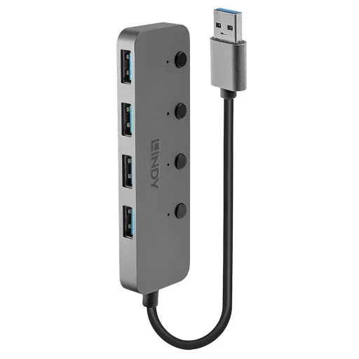 Hub USB LINDY Preto Cinzento (1 Unidade)