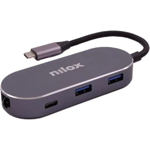 Hub USB Nilox NXDSUSBC02 Cinzento