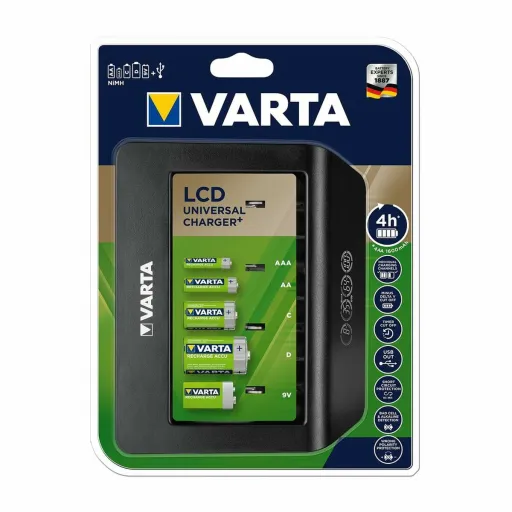 Carregador de Pilhas Varta LCD Universal Charger+ Tipo C Tipo D 1600 MAh 100-240 V