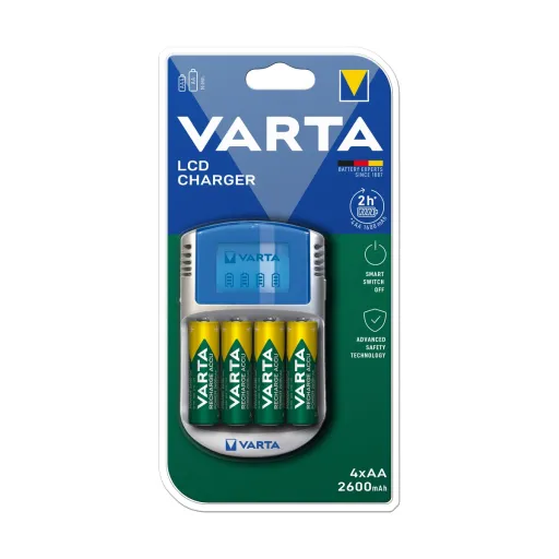 Carregador + Pilhas Recarregáveis Varta -POWERLCD (1 Unidade)