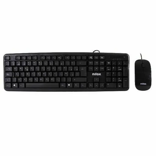 Teclado e Rato Nilox COMBO USB NILOX - TECLADO + RATÓN FLAT Preto Qwerty Espanhol QWERTY