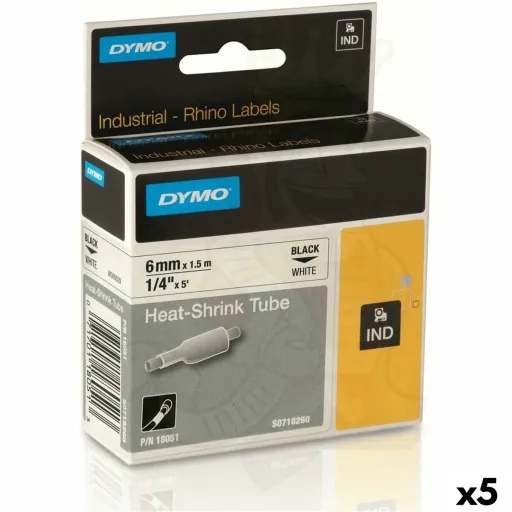 Cinta Laminada para Máquinas Rotuladoras Rhino Dymo ID1-6 Branco Preto 6 x 1,5 mm (5 Unidades)