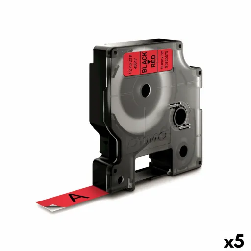 Cinta Laminada para Máquinas Rotuladoras Dymo D1 45017 12 mm LabelManager™ Vermelho Preto (5 Unidades)