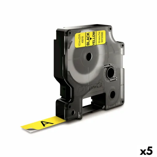 Cinta Laminada para Máquinas Rotuladoras Dymo D1 45018 12 mm LabelManager™ Amarelo Preto (5 Unidades)