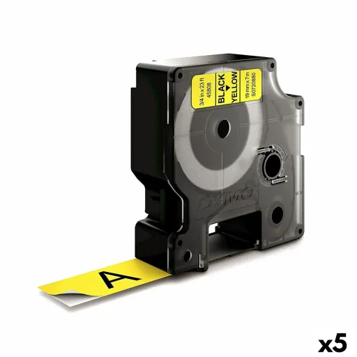 Cinta Laminada para Máquinas Rotuladoras Dymo D1-19 45808 LabelManager™ Preto Amarelo (5 Unidades)