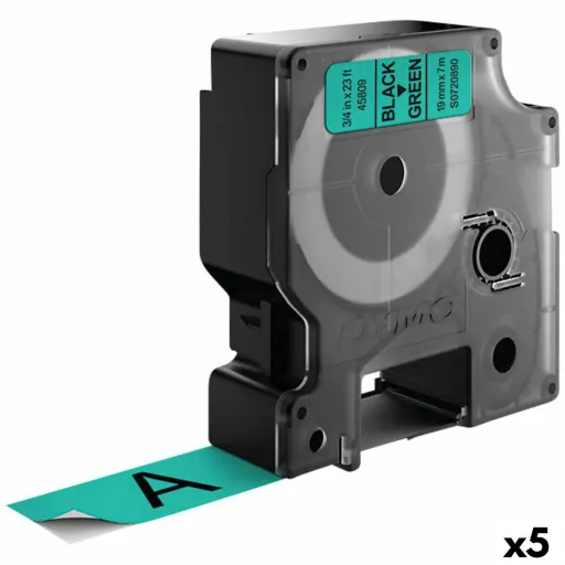 Cinta Laminada para Máquinas Rotuladoras Dymo D1 45809 LabelManager™ Preto Verde (5 Unidades)