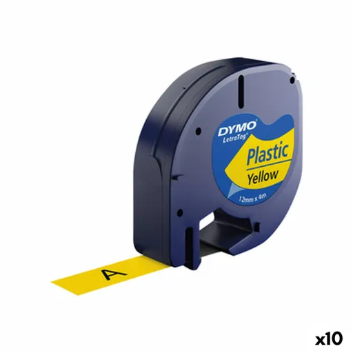 Cinta Laminada para Máquinas Rotuladoras Dymo 91202 12 mm LetraTag® Preto Amarelo (10 Unidades)