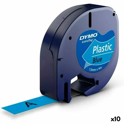 Cinta Laminada para Máquinas Rotuladoras Dymo 91205 12 mm LetraTag® Preto Azul (10 Unidades)