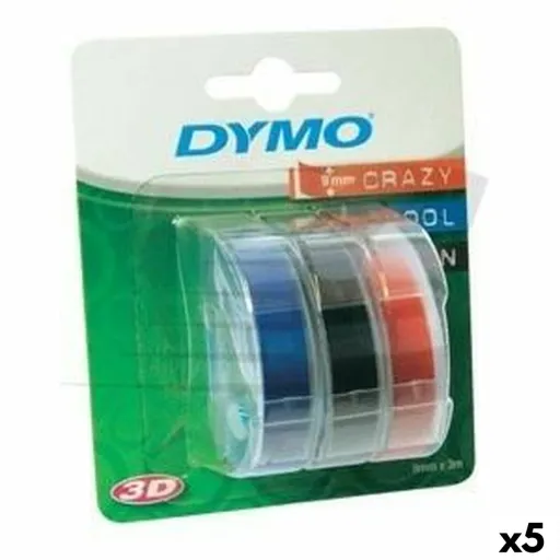 Cinta Laminada para Máquinas Rotuladoras Dymo 9 mm x 3 m Vermelho Preto Azul (5 Unidades)