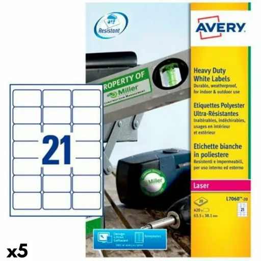 Etiquetas para Impressora Avery Branco 20 Folhas 63,5 x 38,1 mm (5 Unidades)