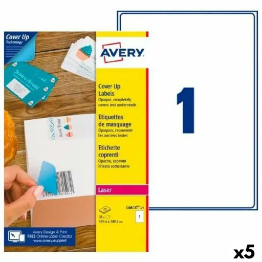 Etiquetas para Impressora Avery L4610 Branco 25 Folhas 199,6 x 289,1 mm (5 Unidades)