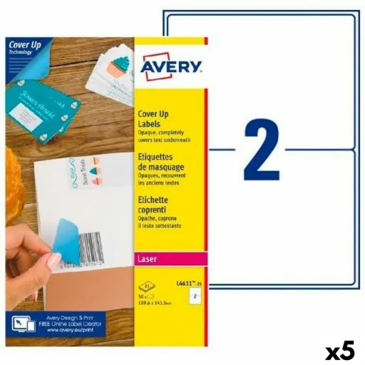 Etiquetas para Impressora Avery L4611 Branco 25 Folhas 199,6 x 143,5 mm (5 Unidades)